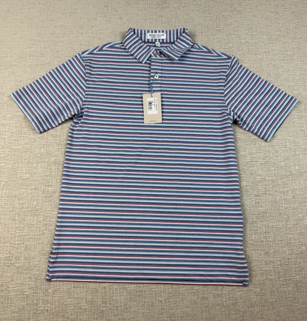 Peter Millar YS24EK122S Summer Comfort Golf Polo Youth M 9-10 Stripe NWT